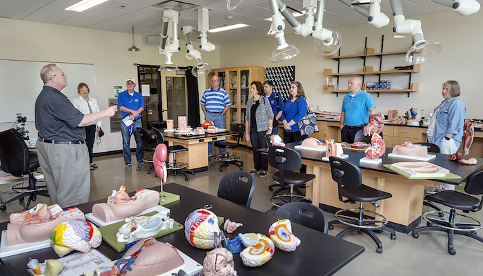 Bud Fischer, dean for the College of Basic and Applied Sciences, leading a tour of the new Science Building during a past MTSU Spring Showcase.