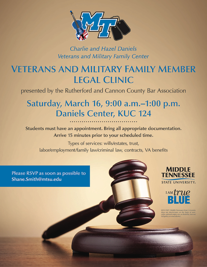 Free veterans legal clinic at MTSU
