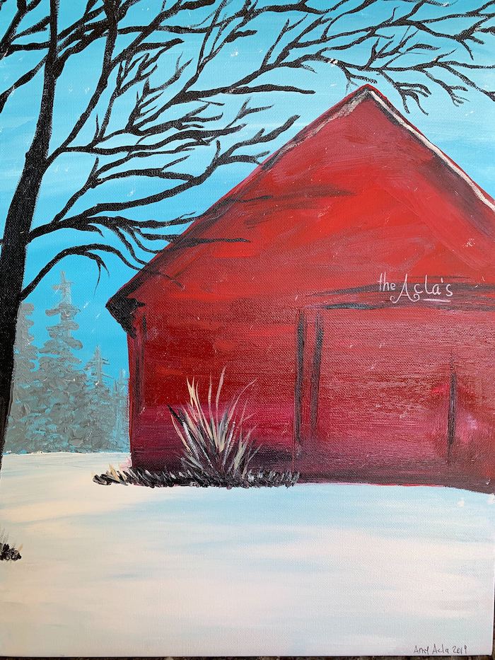 Adult Winter Barn Scene Acrylic Painting Class Murfreesboro Com