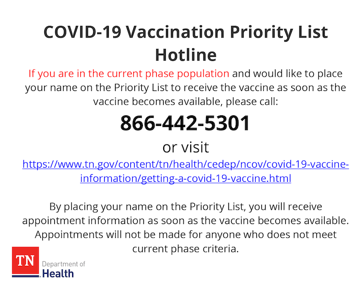 COVID Vaccine Priority Hotline Graphic