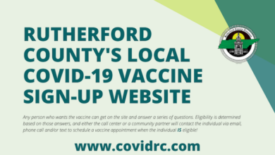 Rutherford County's local covid-19 vaccine sign-up website header