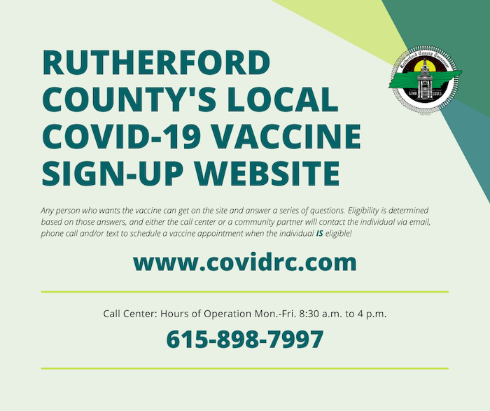 Rutherford County's local covid-19 vaccine sign-up website