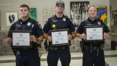 Officer Casey Fiddler, Officer Justin Fugate, Officer Seth Hanson, STARS Winners, June 2021