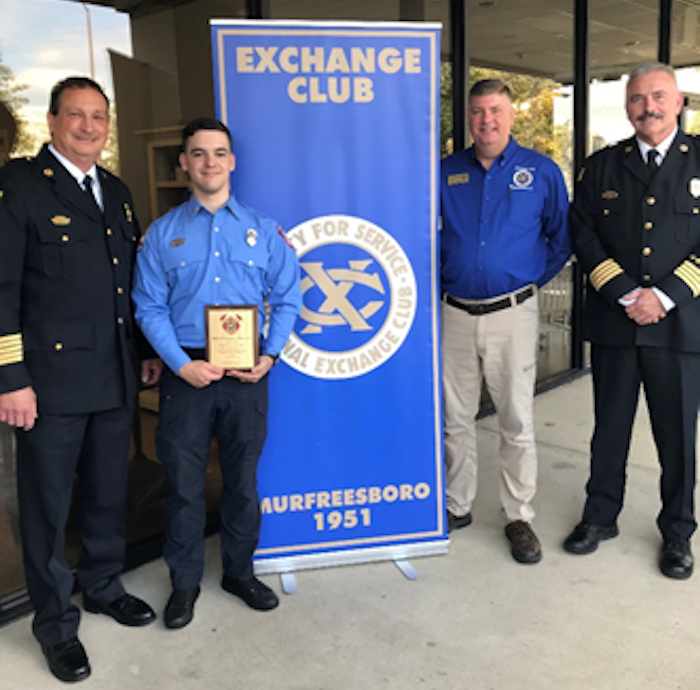 Exchange Club of Murfreesboro honors FireFighter : Advanced EMT of the Year