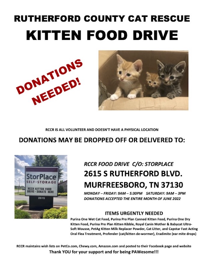 Rutherford County Cat Rescue Kitten Food Drive