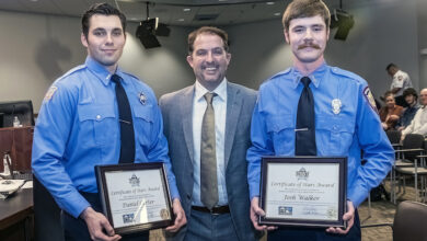 Mayor McFarland recognizes MFRD firefighters Daniel Carter and Josh Walker with STARS Award