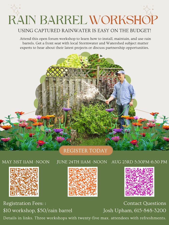 Murfreesboro Water Resources hosting Rain Barrel Workshops Poster