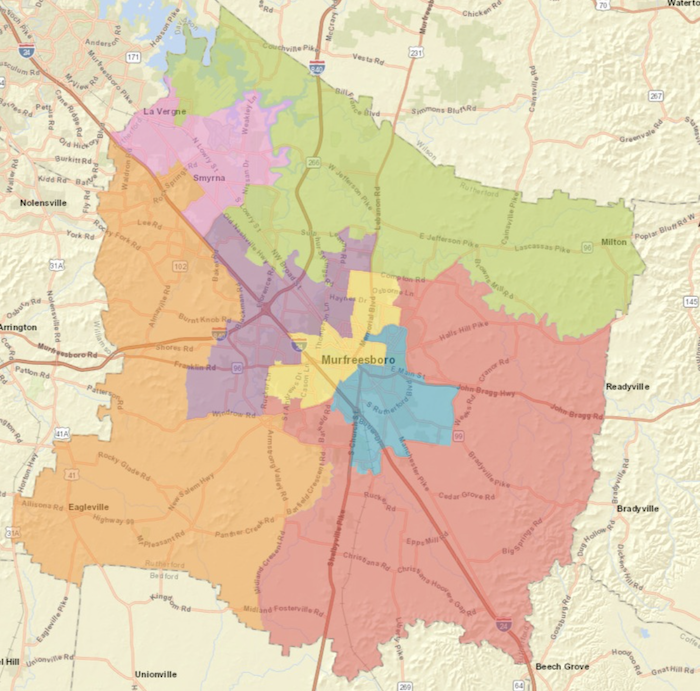 Rutherford County School Map