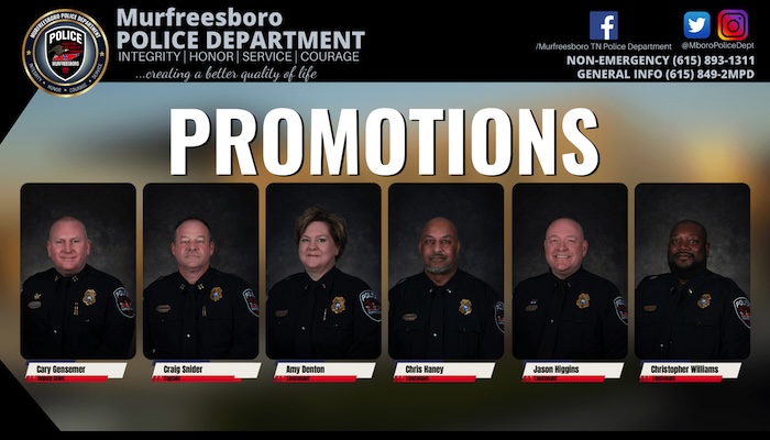 Murfreesboro Police Employees Receive Promotions; Another Officer ...