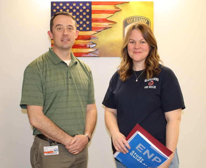 Murfreesboro Emergency Communications Center Director Seth Russell, Communications Supervisor Tiffany Matthews
