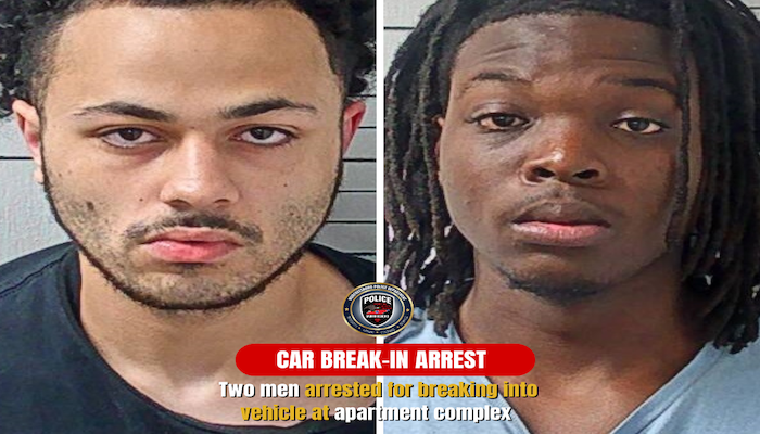 Two men arrested for car break-in at local apartment