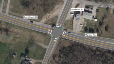Blackman Rd. Burnt Knob, Manson Pike Intersection