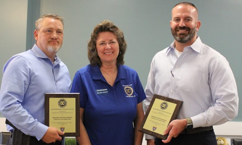 Exchange Club of Rutherford County honors two detectives as Sheriff's Law Enforcement Officers of the Year