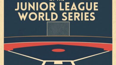 Illustrated baseball diamond graphic for Murfreesboro Little League's 2026 Junior League World Series run in Taylor, Michigan