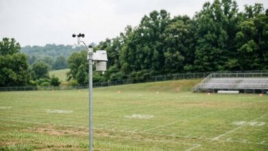 On-site weather monitoring station beside a high school practice field in Rutherford County, Tennessee (illustrative)
