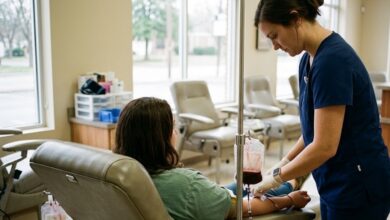 Donor giving blood at a community donation center in Murfreesboro (illustrative)