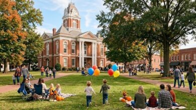 Families on the courthouse square lawn in Murfreesboro on an October afternoon (illustrative)