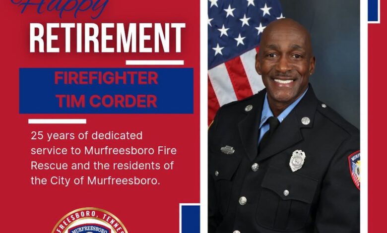 Murfreesboro Firefighter Tim Corder Retires After 25 Years of Service