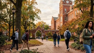 Students walking a brick path on a Middle Tennessee college campus in early autumn (illustrative)